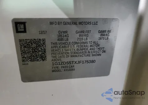 2018 Chevrolet Malibu Lt from USA, damaged, VIN 1G1ZD5STXJF175380